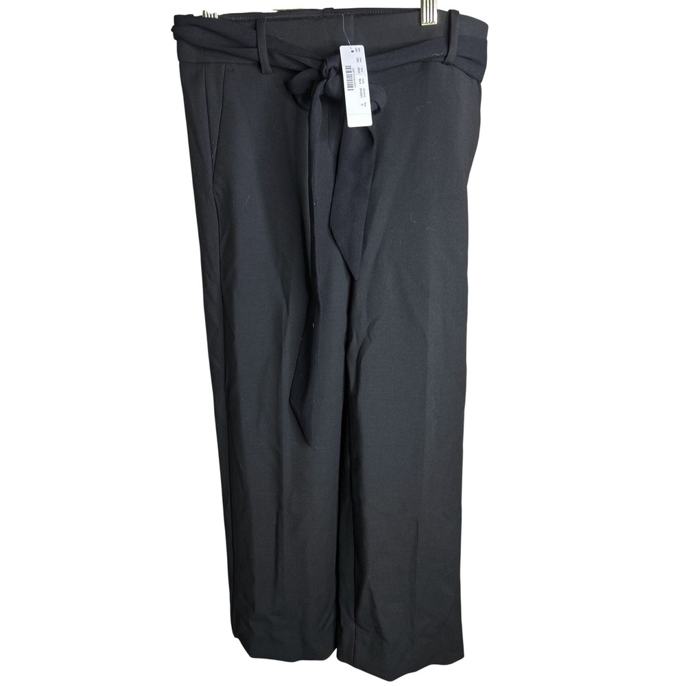 J.Crew size 2 NEW Women Black Tie Waist Wide Leg Cropped Trouser Pants